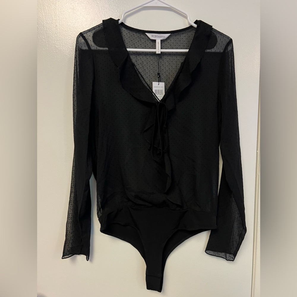 BCBGeneration Long Sleeve Mesh Body Suit